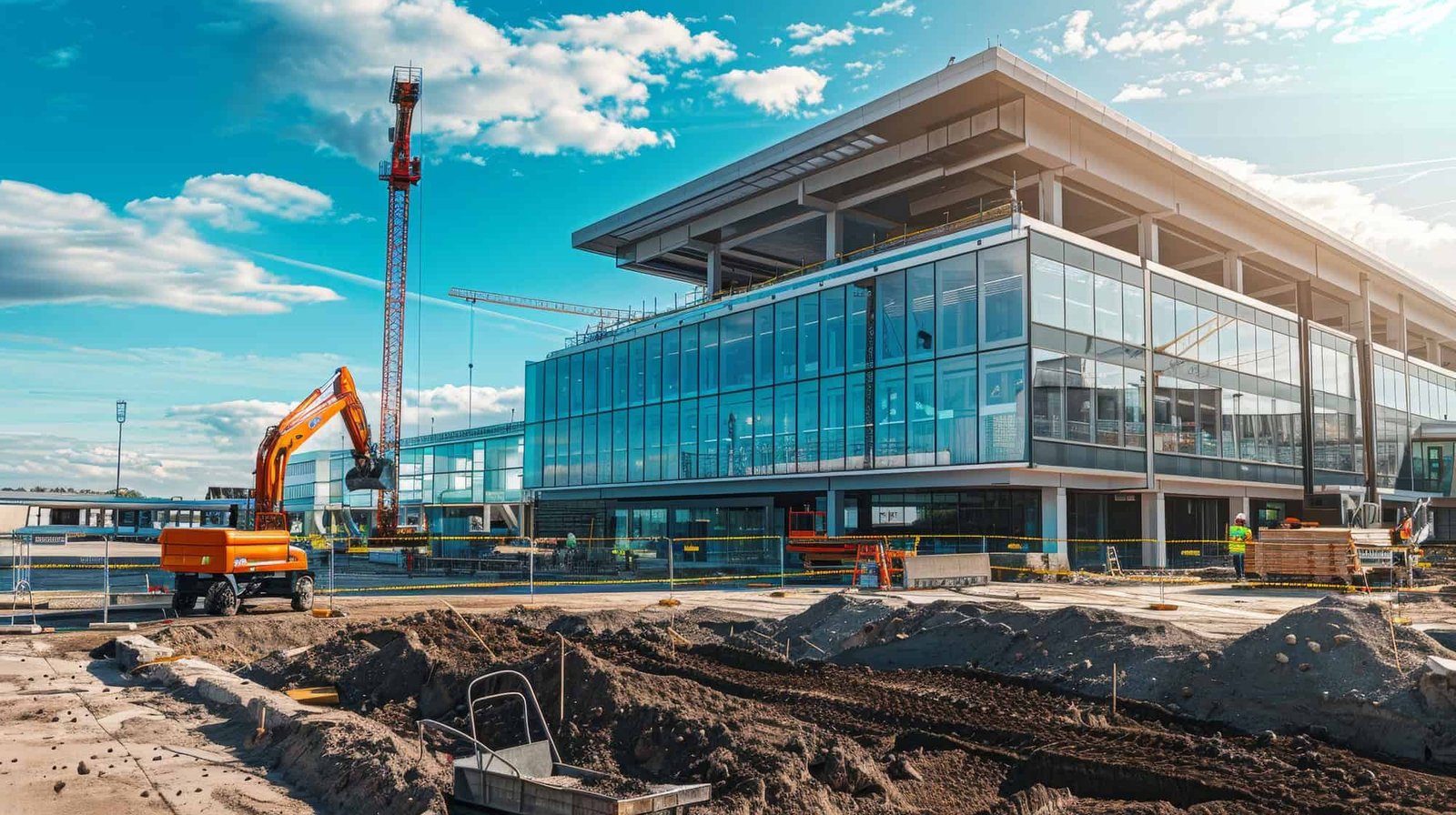 Construction site for a new airport terminal  AI generated illustration
